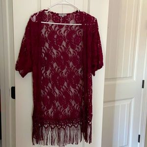 Lace Kimono in Burgundy